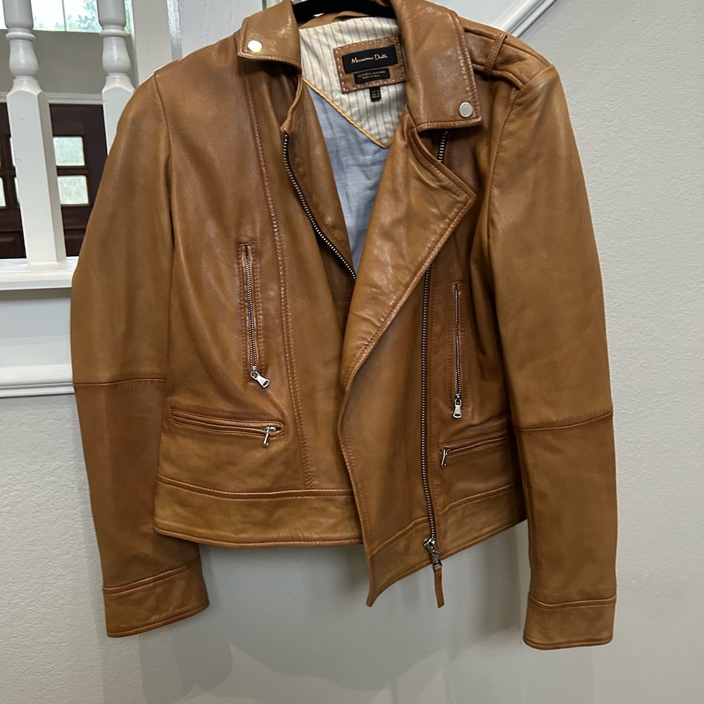 Massimo Dutti Brown Leather Jacket